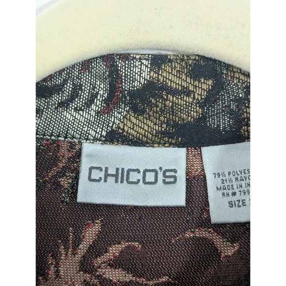 Chico's Long Beaded Floral Tapestry Metallic Jacket Blazer Floral Size Large - Picture 2 of 9